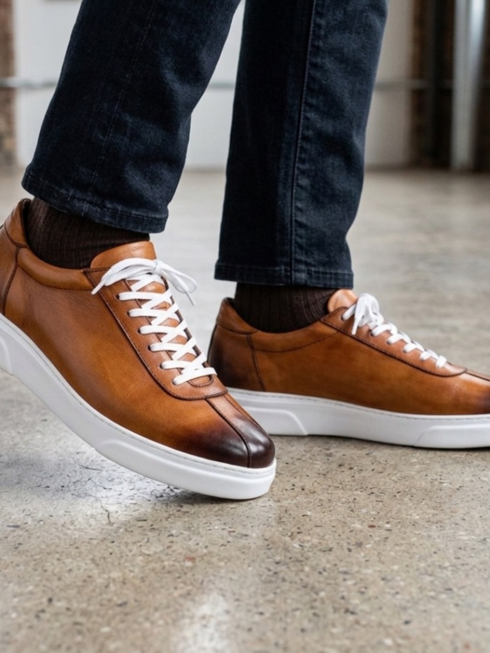 Persona Custom Clothiers Apollo Leather Sneakers Men's Brown Burnished NWOB NWOT